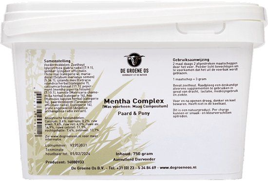 Groene Os Mentha Complex Paard & Pony - 750 g
