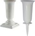 Form Plastic Grafvazen kunststof - set van 2x - wit - H37 en 40 cm - bloemenvaas herdenkingsplaats