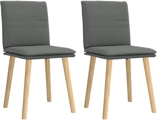 vidaXL Eetkamerstoelen 2 stuks stof donkergrijs
