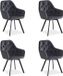 Homestyle4u Eetkamerstoelen van fluweel - Set van 4 - Grijze stoelen met armleuningen