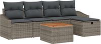 vidaXL Tuinbank Set 6-delig Grijs Polyrattan