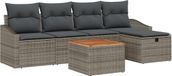 vidaXL Tuinbank Set 6-delig Grijs Polyrattan