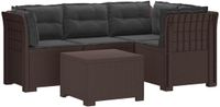 vidaXL 4-Zitter Tuin Sofa met Kussens Rattan Look PP Bruin