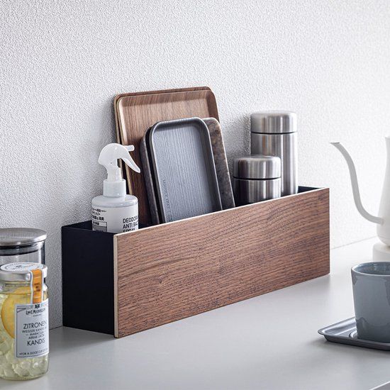 Yamazaki Organizer Box - Zwart Metaal - 3 Vaks - 15.4 x 48.5 x 11.5 cm