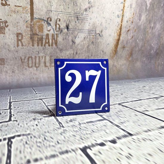 EmailleDesign® Emaille huisnummer blauw/wit nr. 27