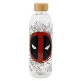 STOR Grote fles - Deadpool - Glas met siliconen hoes - Herbruikbaar - 1030 ml