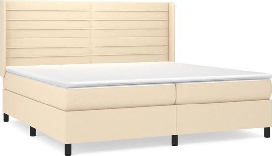 vidaXL Boxspring met matras stof crèmekleurig 200x200 cm