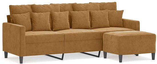 vidaXL Driezitsbank met voetenbank 180 cm fluweel bruin