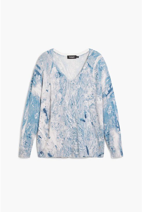 Desigual Vrouwentrui Ottawa Blauw Katoen V-hals Lange Mouw S