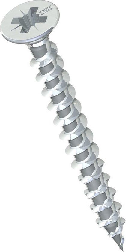 HECO TOPIX-Plus spaanplaatschroef 3x35mm - platkop - verzinkt - voldraad - PZD 1 - 60134 (Per 200 stuks)