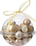 Decoris Boules de Noël - 30 pièces - Plastique - Marron, Or, Champagne - 3 cm