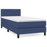 vidaXL Boxspringbed met matras, blauw, stof, 100x200 cm