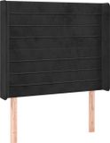 vidaXL Hoofdbord met randen 93x16x118/128 cm fluweel zwart