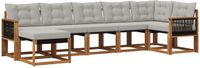 vidaXL - Hoek loungeset - 7 zitplekken - Naturel en lichtgrijs - Acacia hout