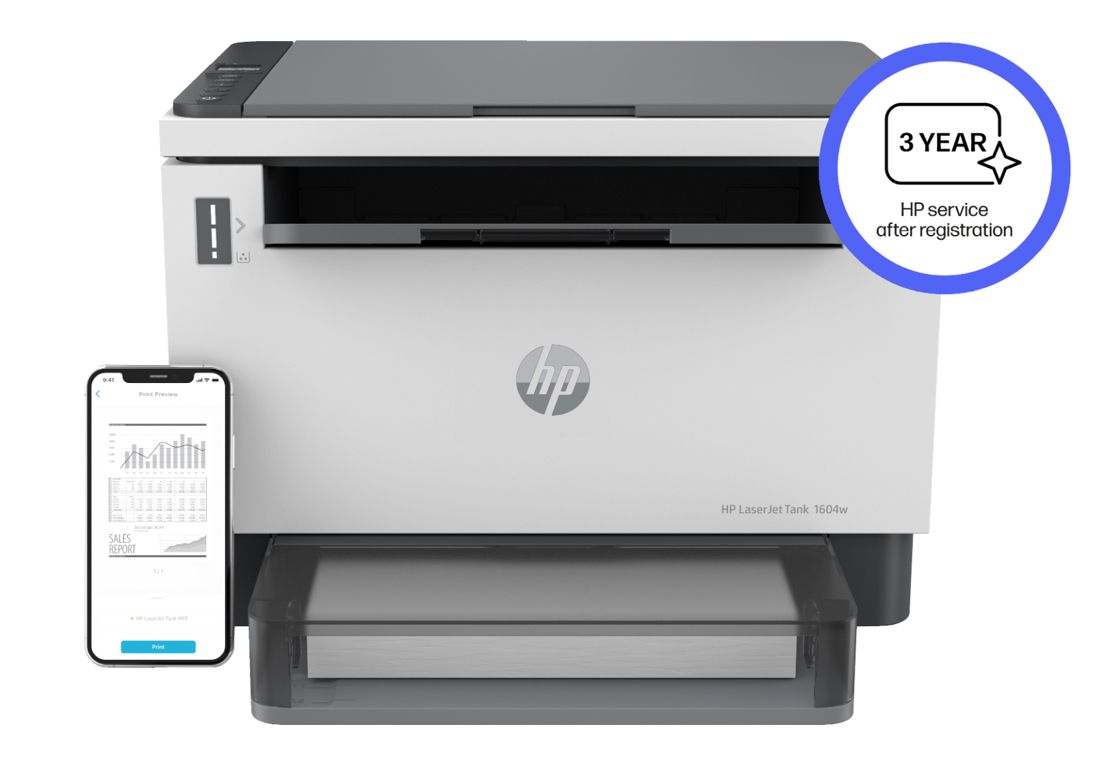 HP LaserJet Tank MFP 1604w - Multifunctionele printer - Zwart-wit - Laser - A4 - 22 ppm - WiFi - USB