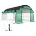 Serre tunnel 4x3x2 m avec bâche plastique, armature acier, filet ombrage et parois latérales coulissantes, vert