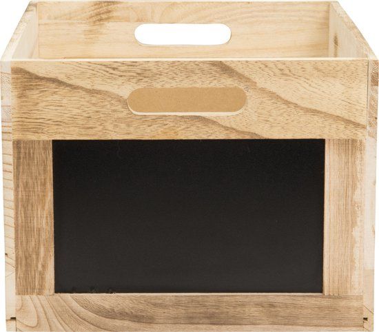 Securit Chalkboard Wooden Crate - Teak - 28 x 21 x 35 cm
