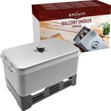 Browin 330006 Grote Familie Outdoor Roker met Thermometer, Diepe Roosteren Pan, Voor Roken Vlees, Kippen, Vis, Ham en Kaas, Roestvrij Staal