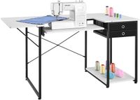 Vevor Naaitafel, Naaimachinetafel met Opvouwbaar Tafelblad, Verstelbare Plank, Stalen Poten en Lade