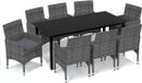 vidaXL Ensemble de salle à manger de jardin et coussins 9 pcs Table et chaises d'extérieur balcon résine tressée gris