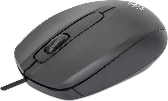 Manhattan 190190 muis Ambidextrous USB Type-A Optisch 1000 DPI Zwart