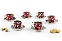 Excelsa koffiekopjes set met schotel rood