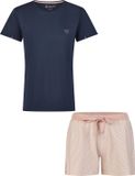 By Louise Essential Dames Korte Pyjama Set Shortama Blauw - Maat M