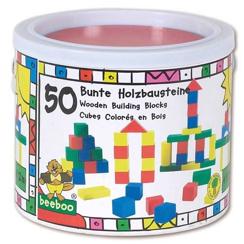 Beeboo ton met bouwstenen 50 stuks