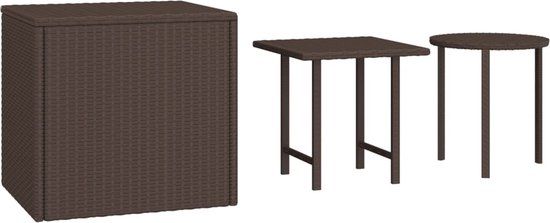 vidaXL Bijzettafels 3 stuks poly rattan bruin