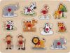 Engelhart Knop Puzzel Dierentuin Klein - 12 Stukjes - Houten Kinder Puzzel met Grote Knoppen