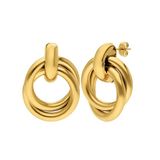 Lucardi Dames Stainless steel oorknoppen ringen voor dames - Oorbellen - Staal - Goudkleurig