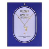 Lucardi Dames Stalen goldplated ketting letter Y