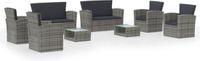 vidaXL 8-delige Loungeset met kussens, polyrotan, grijs