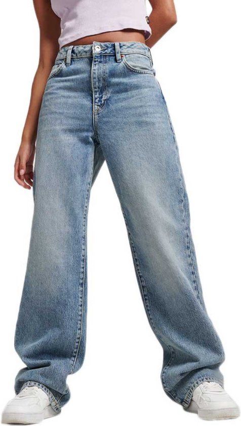 Superdry Vintage Wide Jeans Blauw W28/L32 Dames