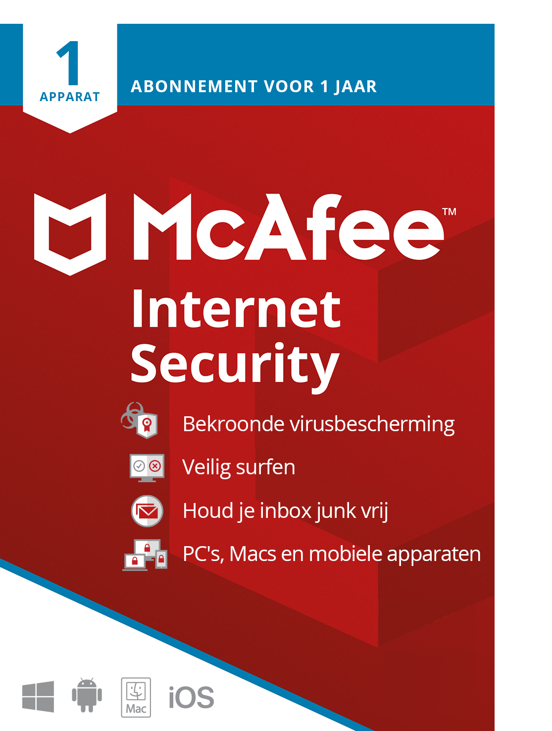 McAfee Internet Security 2021 | 1 Apparaat - 1 jaar | Windows - Mac - Android - iOS