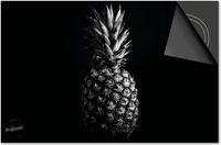 Dietrix Inductie Beschermer - 71x52 cm - Groente en Fruit - Ananas Zwart Wit