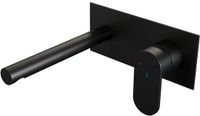 Brauer Black Edition Inbouw Wastafelmengkraan met Rechte Uitloop en Afdekplaat Model C1 Mat Zwart