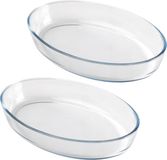 Chef Traiteur Ovenschaal van borosilicaat glas - 2x - ovaal - 4 Liter - 40 x 27 x 7 cm