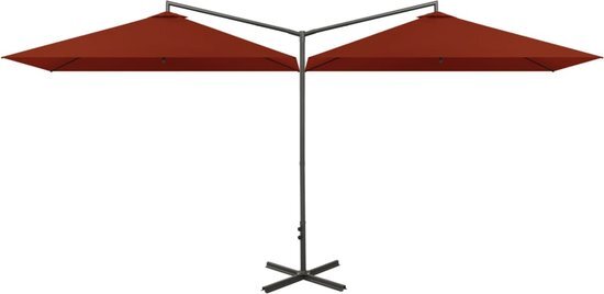 vidaXL Parasol dubbel met stalen paal 600x300 cm terracottakleurig