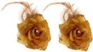 Fleur de cheveux sans marque avec plumes - or - 2x pièces - élastique et pince