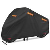 OWEEIO Upgrade verdikte 600D Heavy Duty Motorhoes, Outdoor Waterdichte Motorbike Cover, Universele Motorfietsen Voertuig Cover met Slot-Gaten & Opbergtas (zwart, 116 "x 41" x 50")