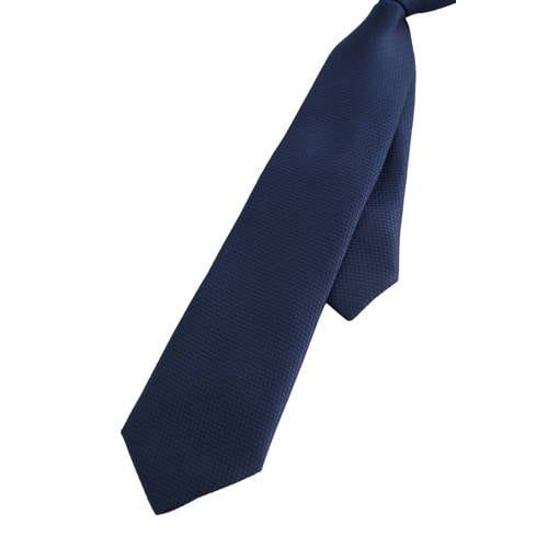 WE Fashion stropdas met textuur marineblauw