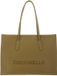 Coccinelle Leren shopper schoudertas met laptopvak Myrtha26 Handbag Grained Leather Seagrass kaki