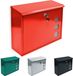 Famanu Letter Box with Window 2 Keys Mounting Material - 33 x 34.5 x 10.5 cm - Metal Wall Mailbox Red