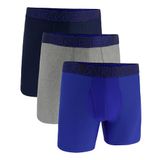 Under Armour Performance Tech 6" 3 Pack Solid Boxer Briefs - Blauw/grijs - L