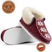 Slippers pour femmes, matière laine, cuir, bordeaux, cousu main, motif norvégien, taille 39