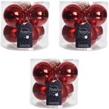 Decoris Boules de Noël - 18 pièces - Rouge - 8 cm - Verre - Brillant et Mat
