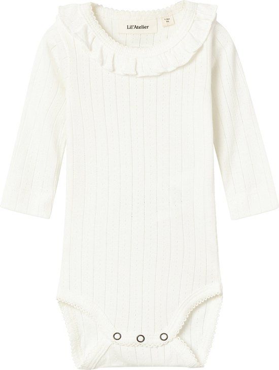 LIL' ATELIER BABY romper NBFRACHEL offwhite - Lange Mouw - Wit - Maat 74 - Katoen - Herfst/Winter 2024