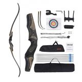 VEVOR Kit arc recourbé et flèches, démontables en bois 1524 mm, ensemble tir à l'arc recourbé ergonomique pour droitier, pour entraînement à la cible en extérieur, chasse, débutant à avancé, 15,88 kg