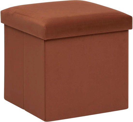 Atmosphera Amber Poef/krukje/hocker - Opvouwbaar - Roestbruin - 38x38cm
